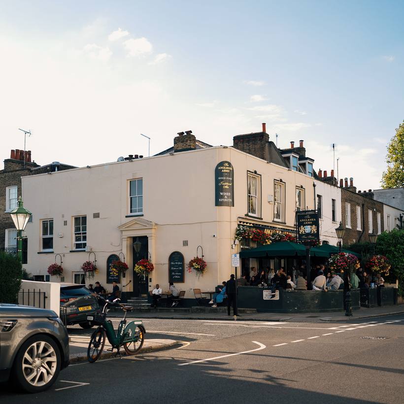 White corner pub on a quiet residential road