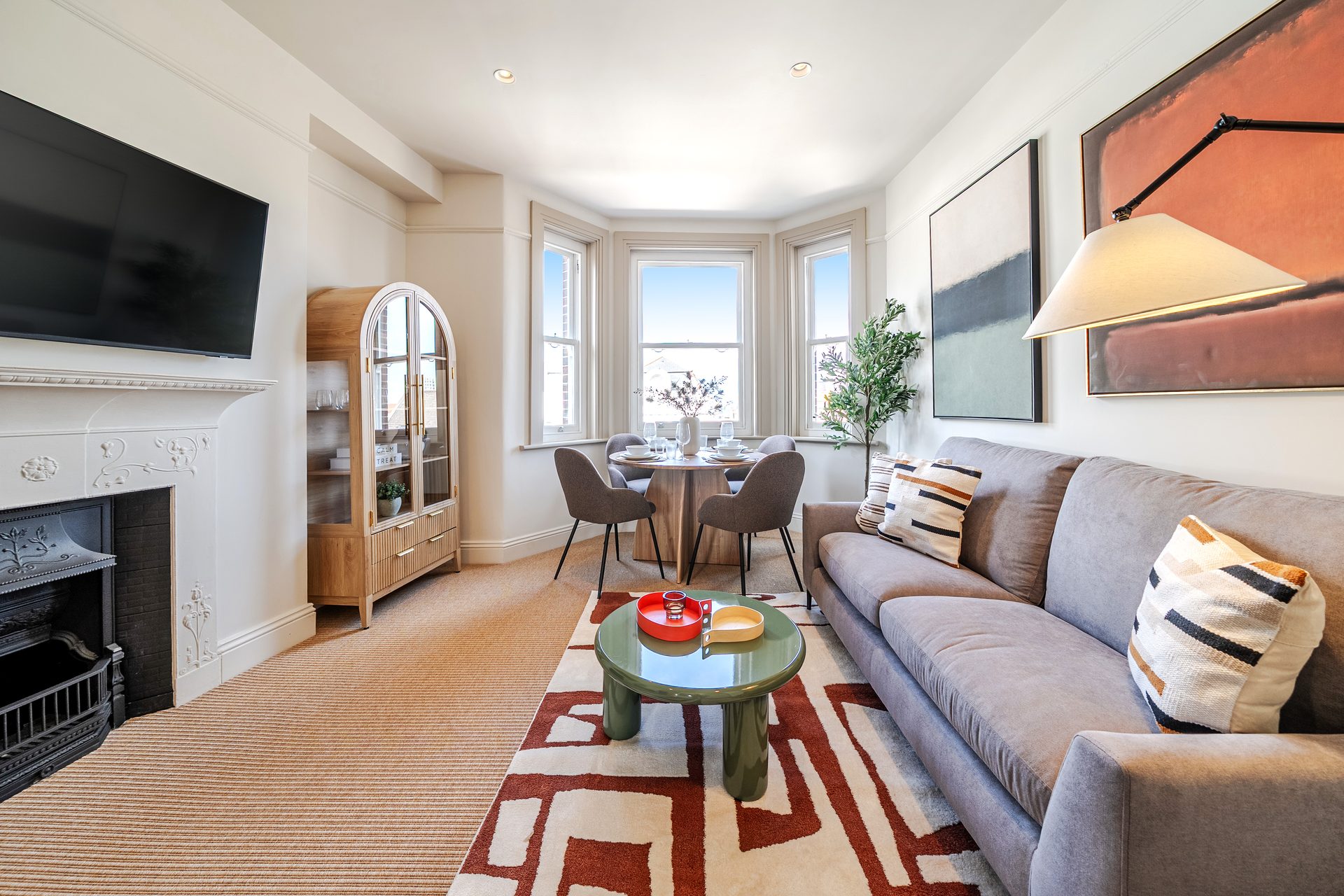 Harvard Mansions reception room, furnished and let