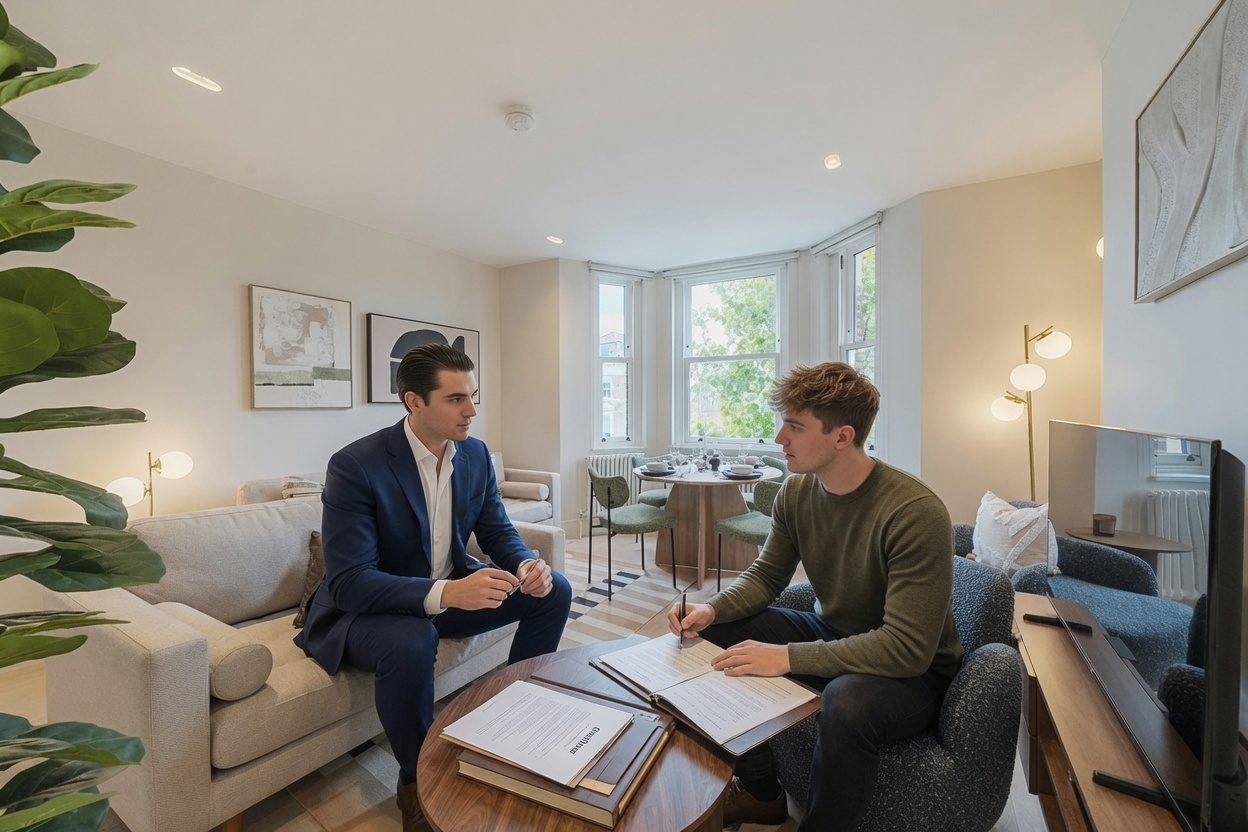 Team member handing over keys, or a signing moment